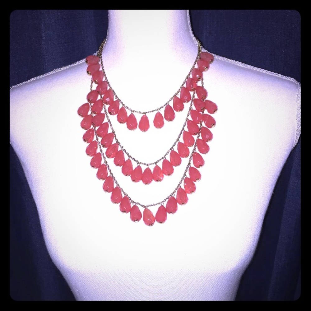 🛍 10 for $20 Fashion Necklace color: Coral 3 Tier
